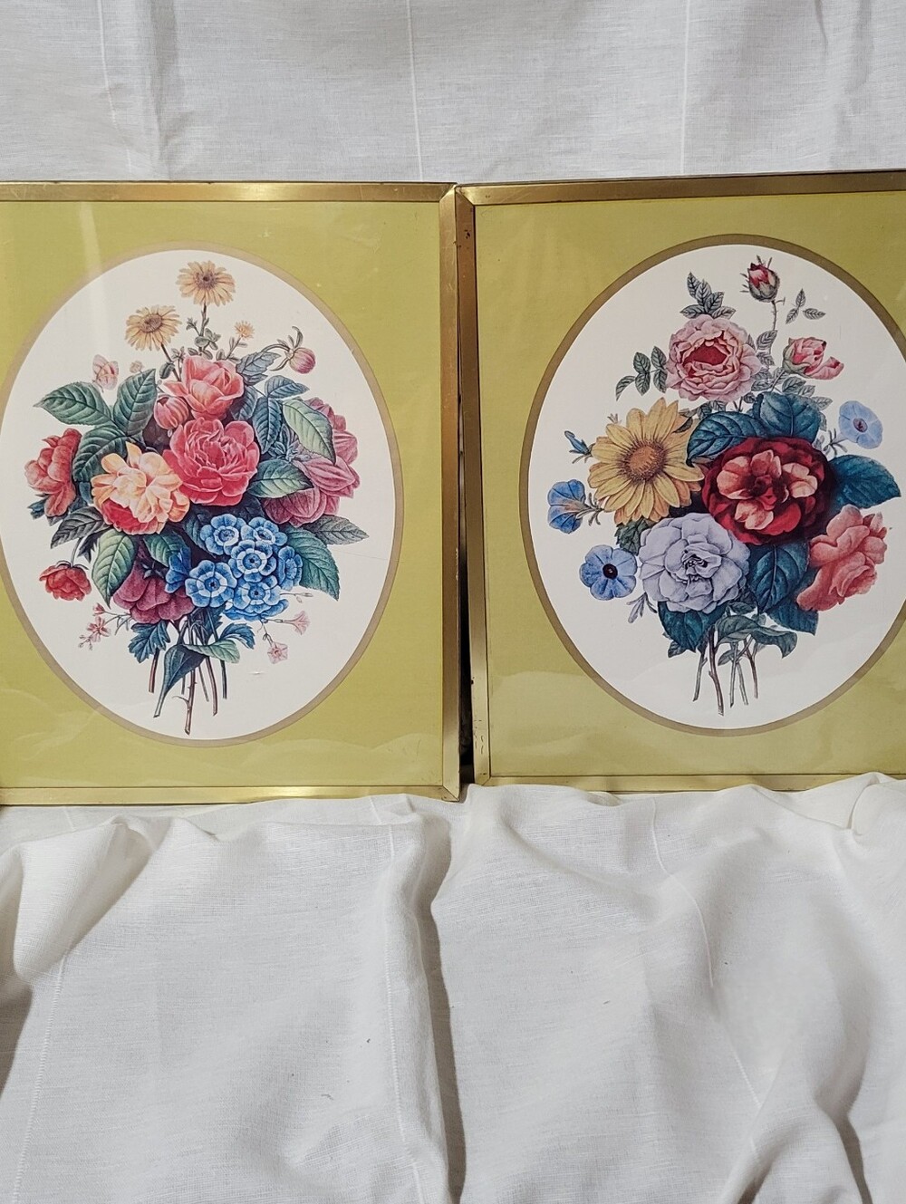 Vtg Set of 2 Framed Bouquets Prints Aspelin Art Galleries 8" x 11"